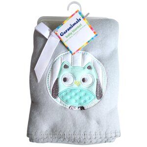 NWT Garanimals Owl Embroidered Gray Fleece Baby Blanket 30 x 40 Inches